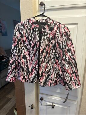 Kasper strawberry multi  Open Front Patterned suit Jacket NWT
